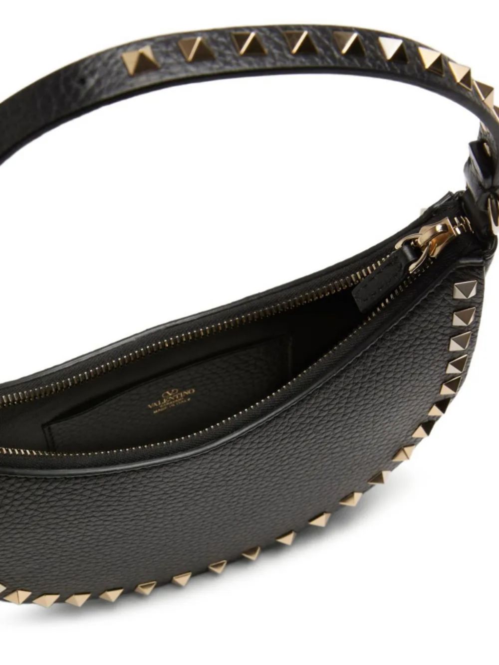 Valentino Garavani Black Leather Mini Hobo — Rockstud Clutch
