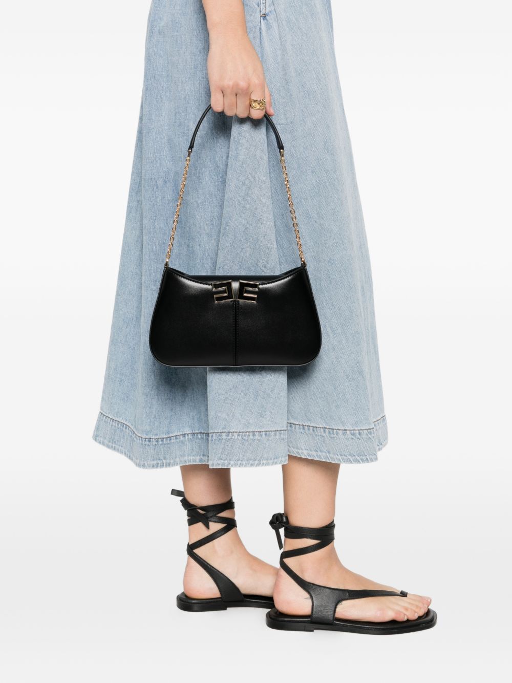 Elisabetta Franchi Shoulder Bag — Black Leather