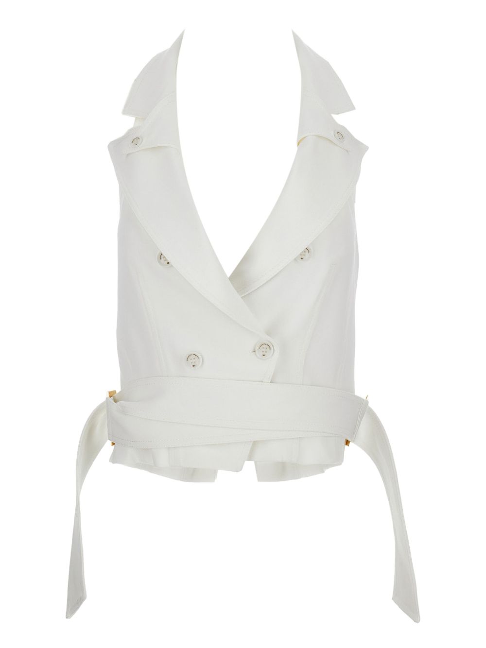 Elisabetta Franchi Ivory Sweaters — Belted Vest Topwear