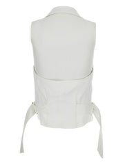 Elisabetta Franchi Ivory Sweaters — Belted Vest Topwear