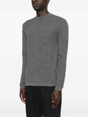 Emporio Armani Grey Sweaters — Wool Crewneck Tops