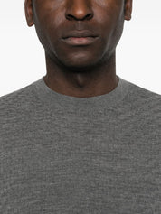 Emporio Armani Grey Sweaters — Wool Crewneck Tops