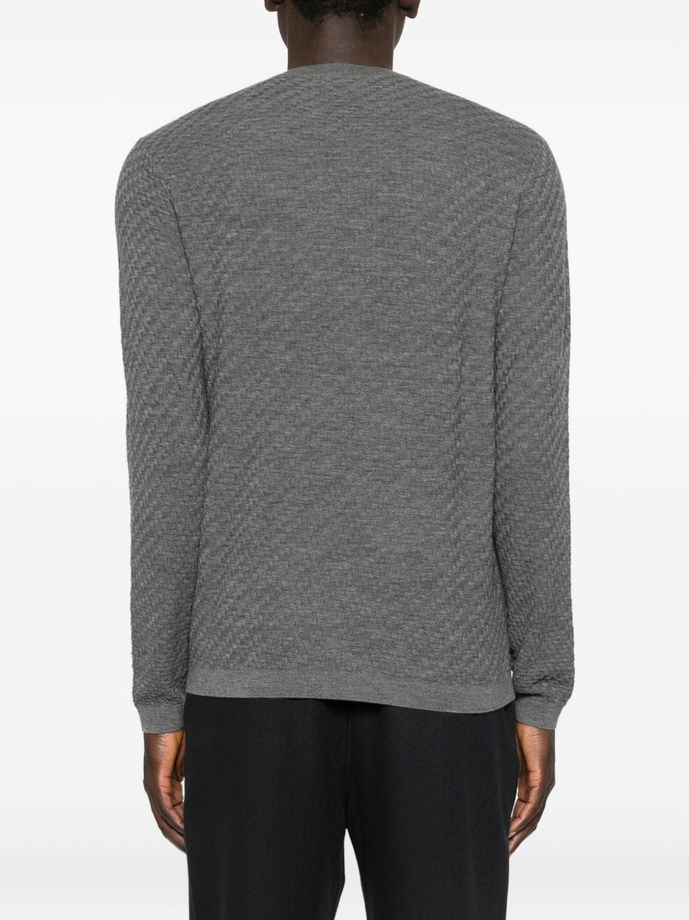 Emporio Armani Grey Sweaters — Wool Crewneck Tops