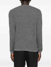 Emporio Armani Grey Sweaters — Wool Crewneck Tops