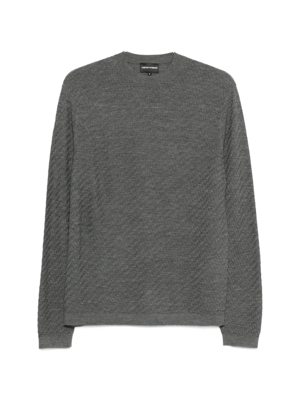 Emporio Armani Grey Sweaters — Wool Crewneck Tops