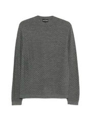 Emporio Armani Grey Sweaters — Wool Crewneck Tops