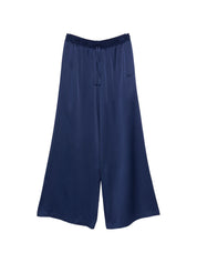 Stella McCartney Blue Satin Trousers — Wide‑Leg Fit