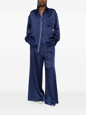 Stella McCartney Blue Satin Trousers — Wide‑Leg Fit