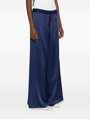 Stella McCartney Blue Satin Trousers — Wide‑Leg Fit