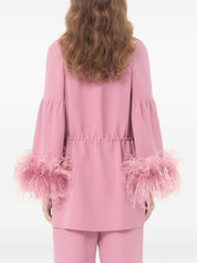 Valentino Top Pink — Feathered Silk Top for Women