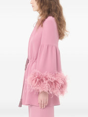 Valentino Top Pink — Feathered Silk Top for Women