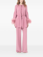 Valentino Top Pink — Feathered Silk Top for Women