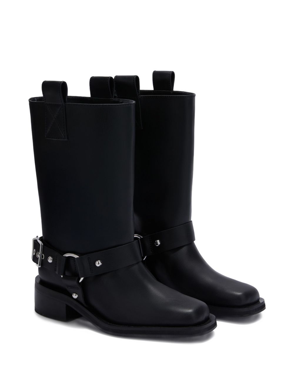 Ganni Boots Black — Recycled Leather Biker Boots