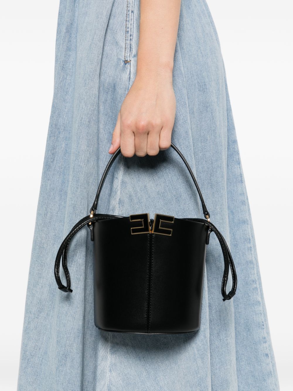 Elisabetta Franchi Shoulder Bag – Black Drawstring