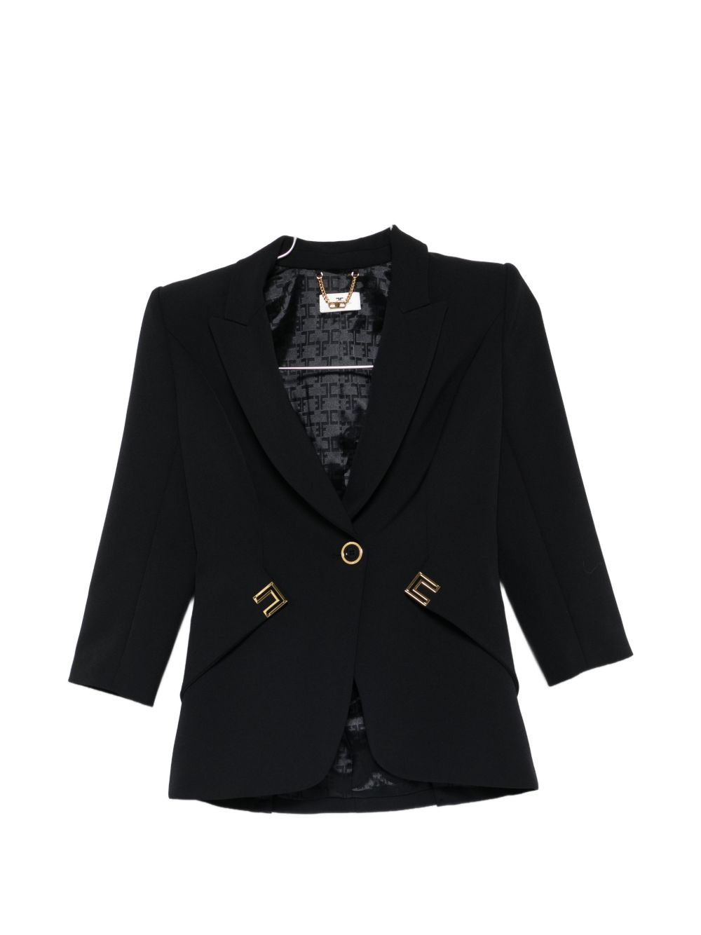 Elisabetta Franchi Jackets — Single‑Breasted Black Blazer