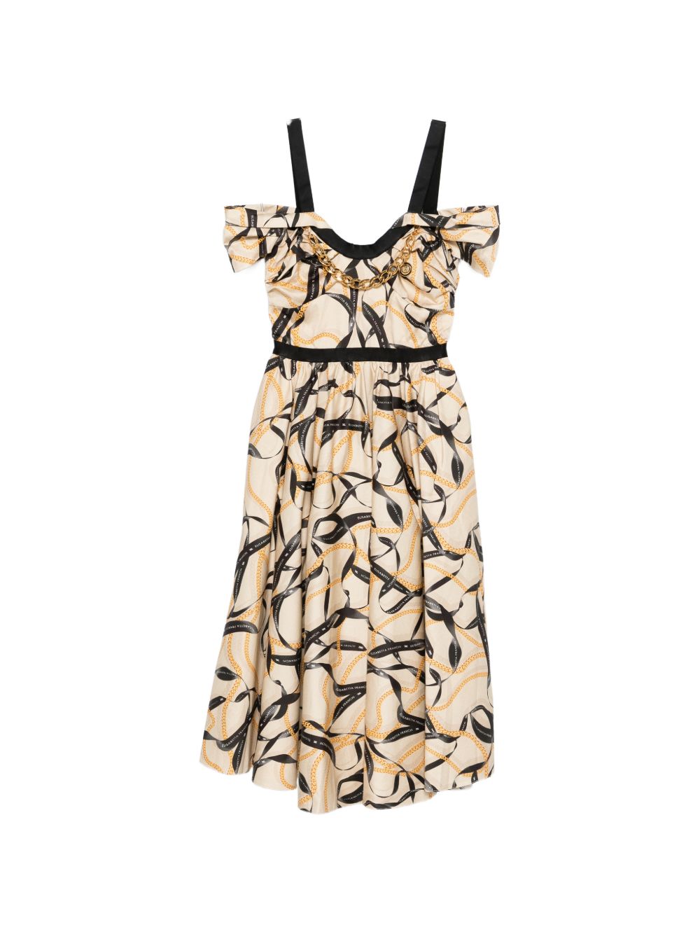 Elisabetta Franchi Beige Dresses — Midi Cotton Dress