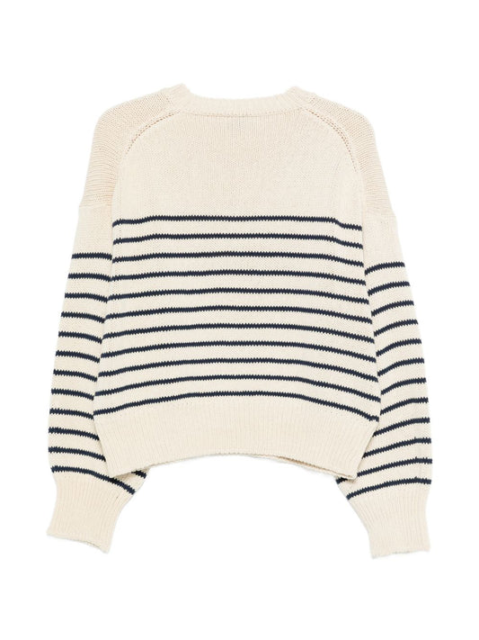 Alysi Sweaters White — Striped Knit Sweater for Women