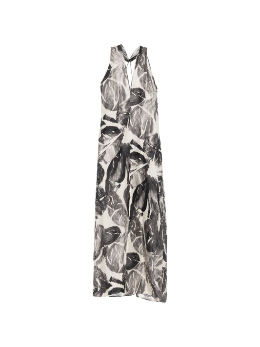 Alysi Dresses — Black V‑Neck Print Sleeveless (New In)