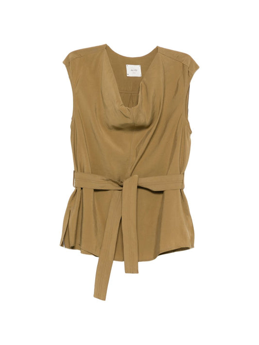 Alysi Top Green — Draped Sleeveless Top for Women
