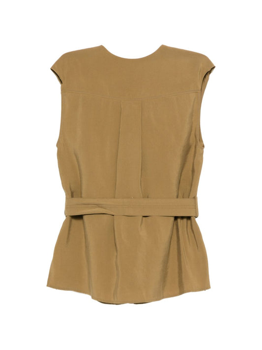Alysi Top Green — Draped Sleeveless Top for Women