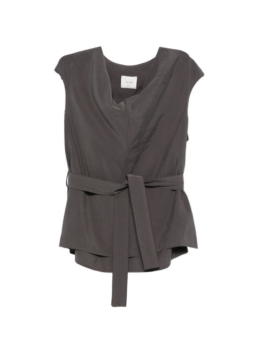 Alysi Grey Cowl-Neck Top | Luxury Topwear for Women