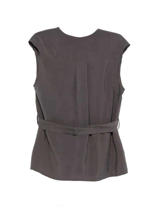 Alysi Grey Cowl-Neck Top | Luxury Topwear for Women