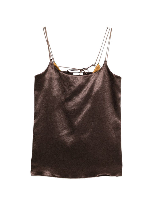 Alysi Brown Spaghetti-Strap Top — New In