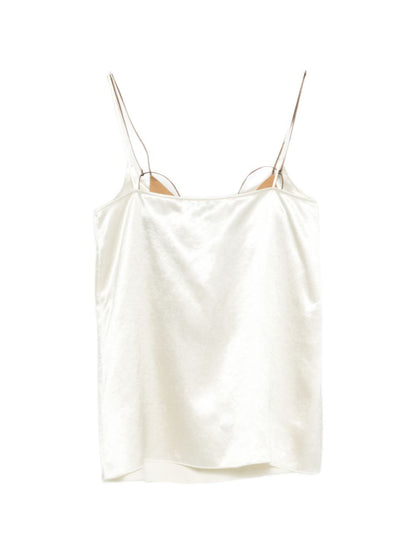 Alysi White Topwear — Sleek Strap Square-Neck Top