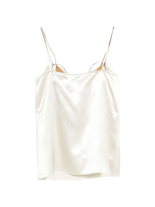 Alysi White Topwear — Sleek Strap Square-Neck Top