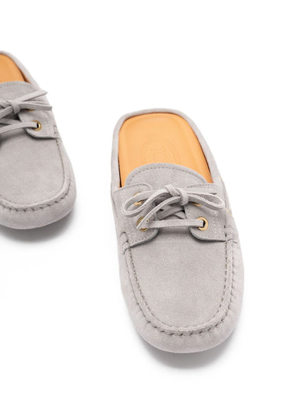 Tod'S Grey Moccasins — Flat Suede Loafers