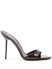 Paris Texas Lidia Leather Heel Sandals — Brown Stiletto