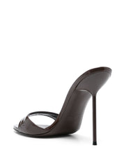 Paris Texas Lidia Leather Heel Sandals — Brown Stiletto