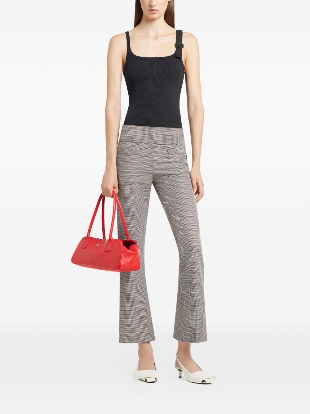 Courreges Pre Top — Black Ribbed Buckle Detail