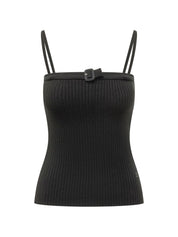 Courreges Pre Black Rib Knit Top — New In