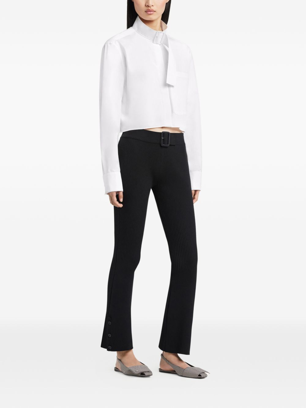 Courreges Pre Trousers Black — Ribbed Capri Trousers