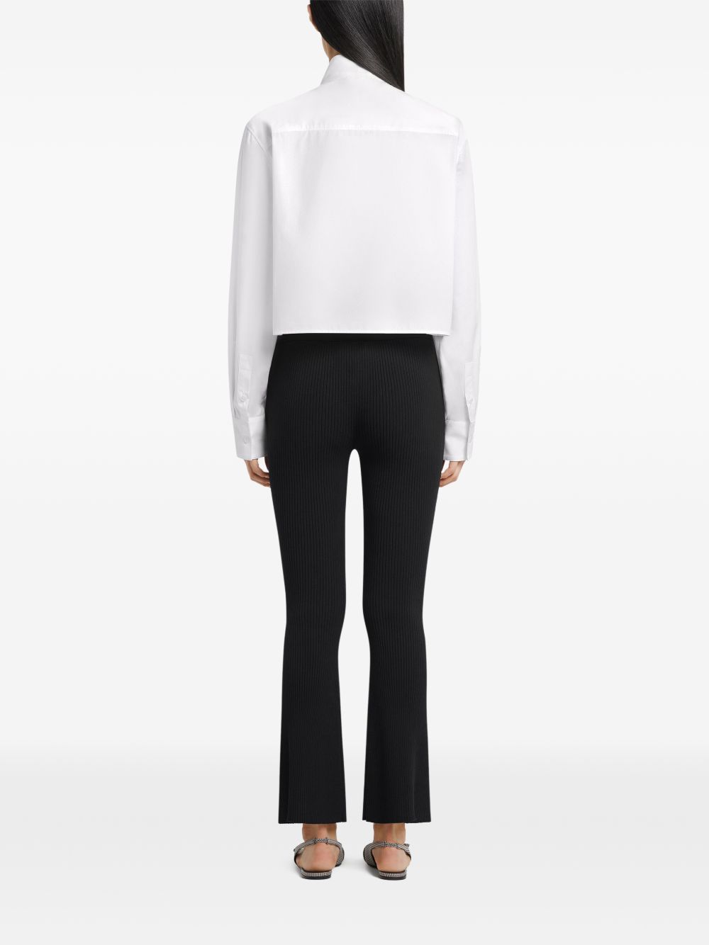 Courreges Pre Trousers Black — Ribbed Capri Trousers