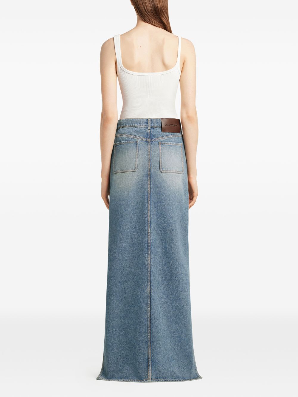 Courreges Pre Blue Denim Skirt with Cut-Outs