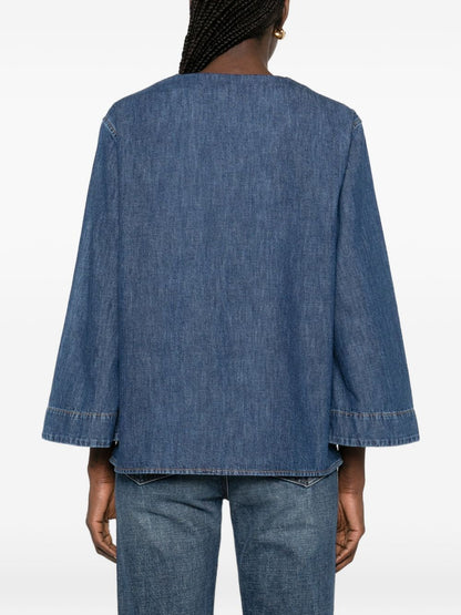 Valentino Blue Shirts — VLogo Denim Blouse, New In
