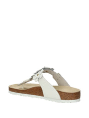 Birkenstock Sandals White — Gizeh T‑Bar Leather