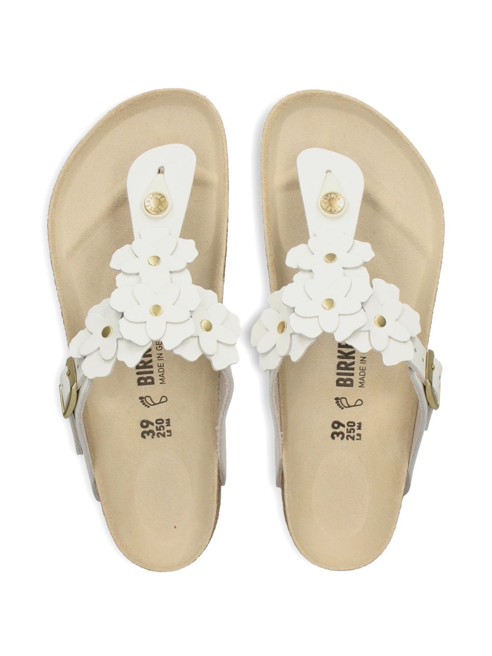 Birkenstock Sandals White — Gizeh T‑Bar Leather