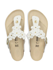 Birkenstock Sandals White — Gizeh T‑Bar Leather