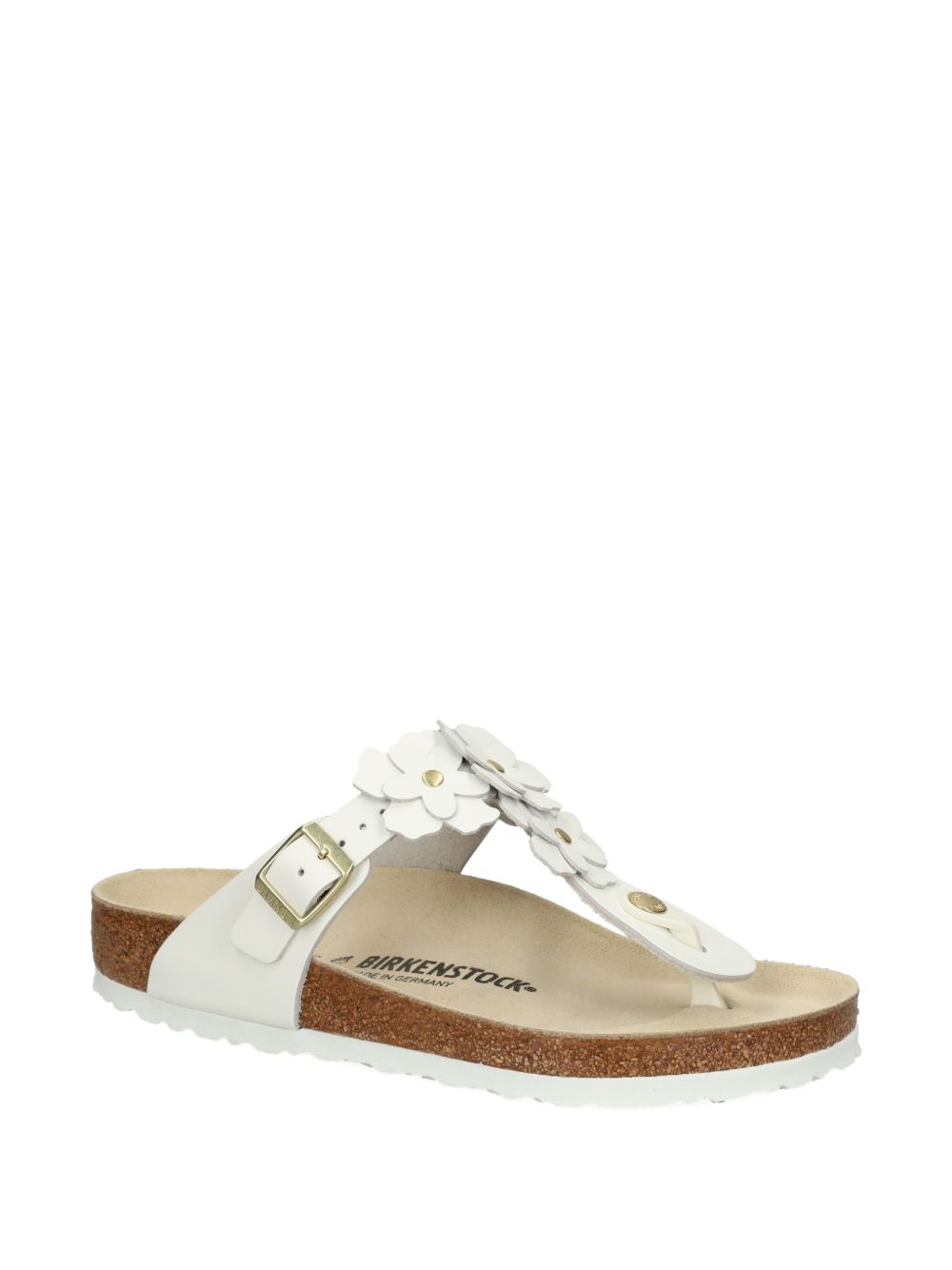 Birkenstock Sandals White — Gizeh T‑Bar Leather