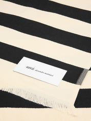 Ami Paris Striped Beach Towel — Black & Cream, 160x90 cm