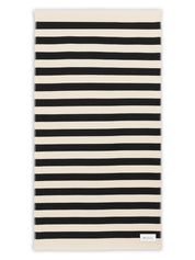 Ami Paris Striped Beach Towel — Black & Cream, 160x90 cm