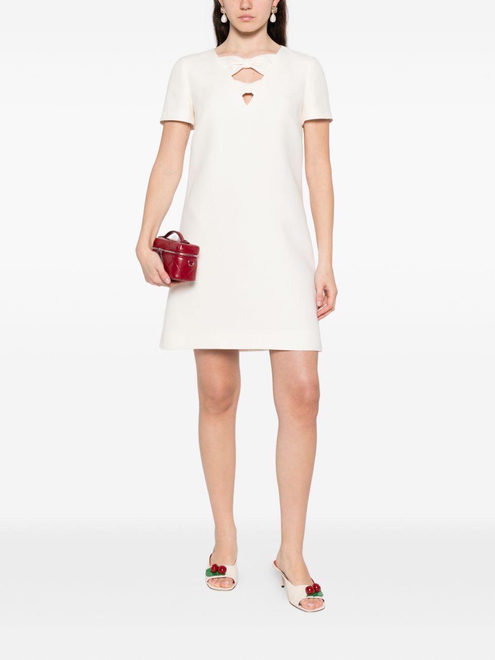 Valentino Dresses Ivory — New Short Wool-Silk Dress