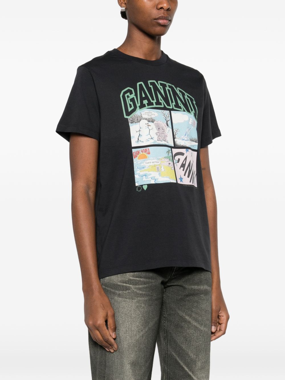 Ganni Black T-Shirts & Polos — Women's Topwear