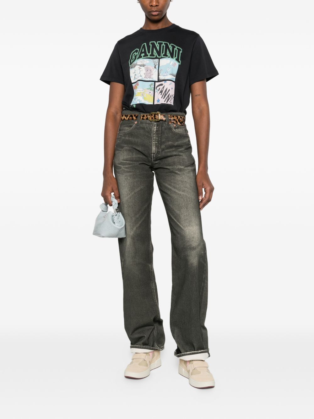 Ganni Black T-Shirts & Polos — Women's Topwear