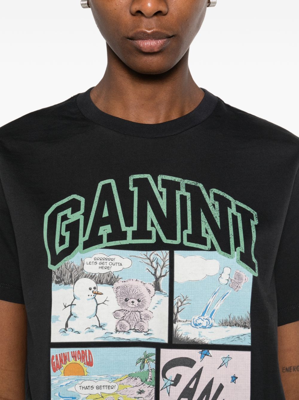 Ganni Black T-Shirts & Polos — Women's Topwear