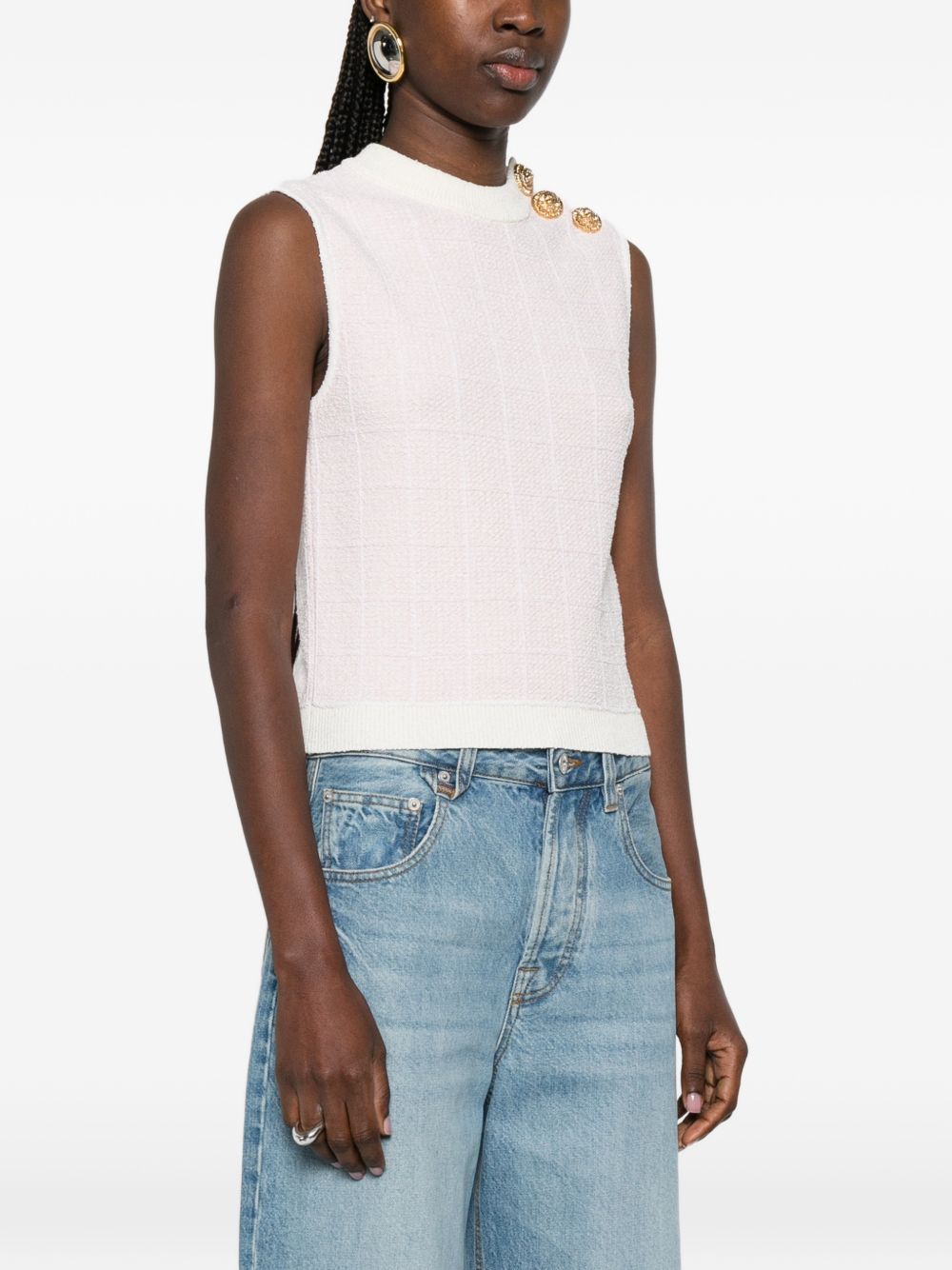 Balmain Pink Tweed Top — Women's Knit Tank, €590