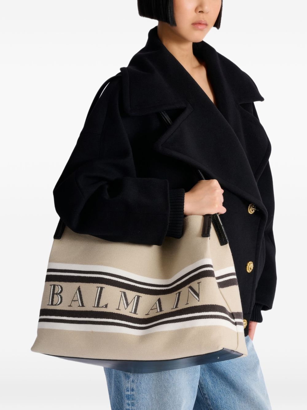 Balmain Shopper Bag in Beige — Iconic Tote 2026